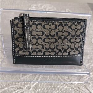 Coach Black/Grey Canvas/leather Card Holder